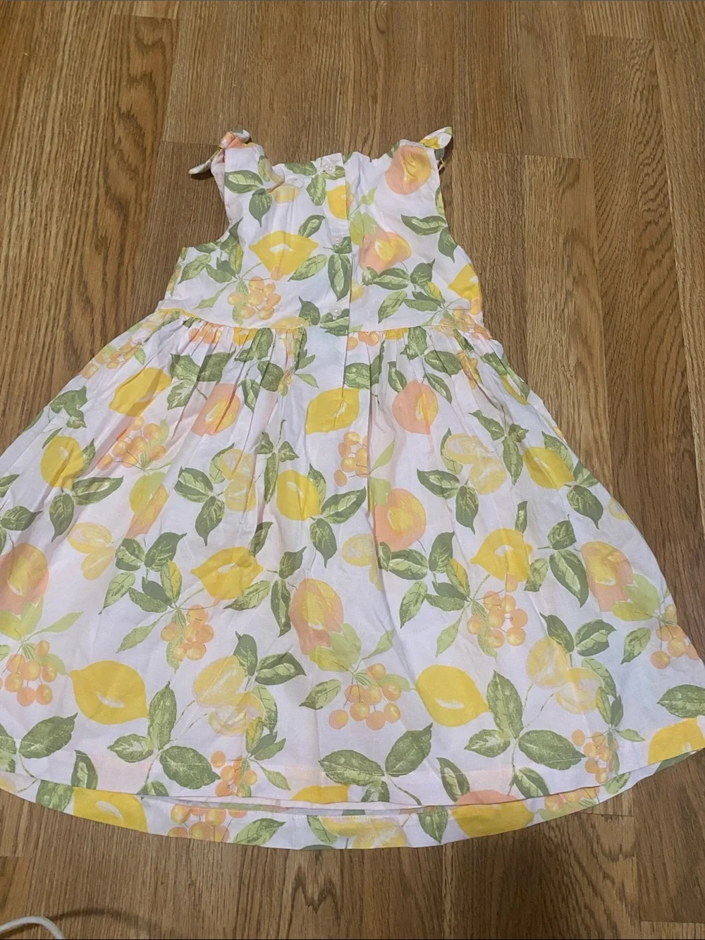 OshKosh B'gosh Lemon Print Tie-Shoulder Dress in Yellow and Green